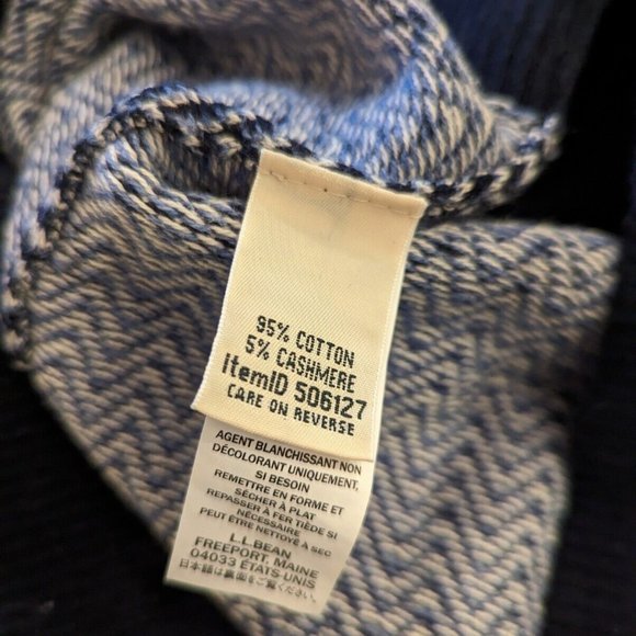 L.L. Bean Sweater Turtleneck Blue Cotton Cashmere Blend Womens XL Herringbone - Picture 9 of 9